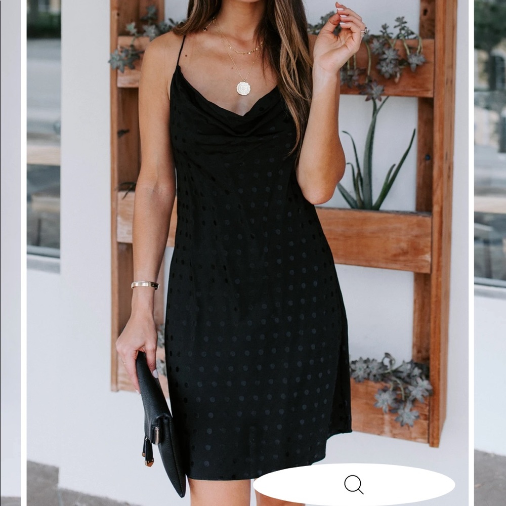 NWT Black Polka Dot Cowl Neck Dress M